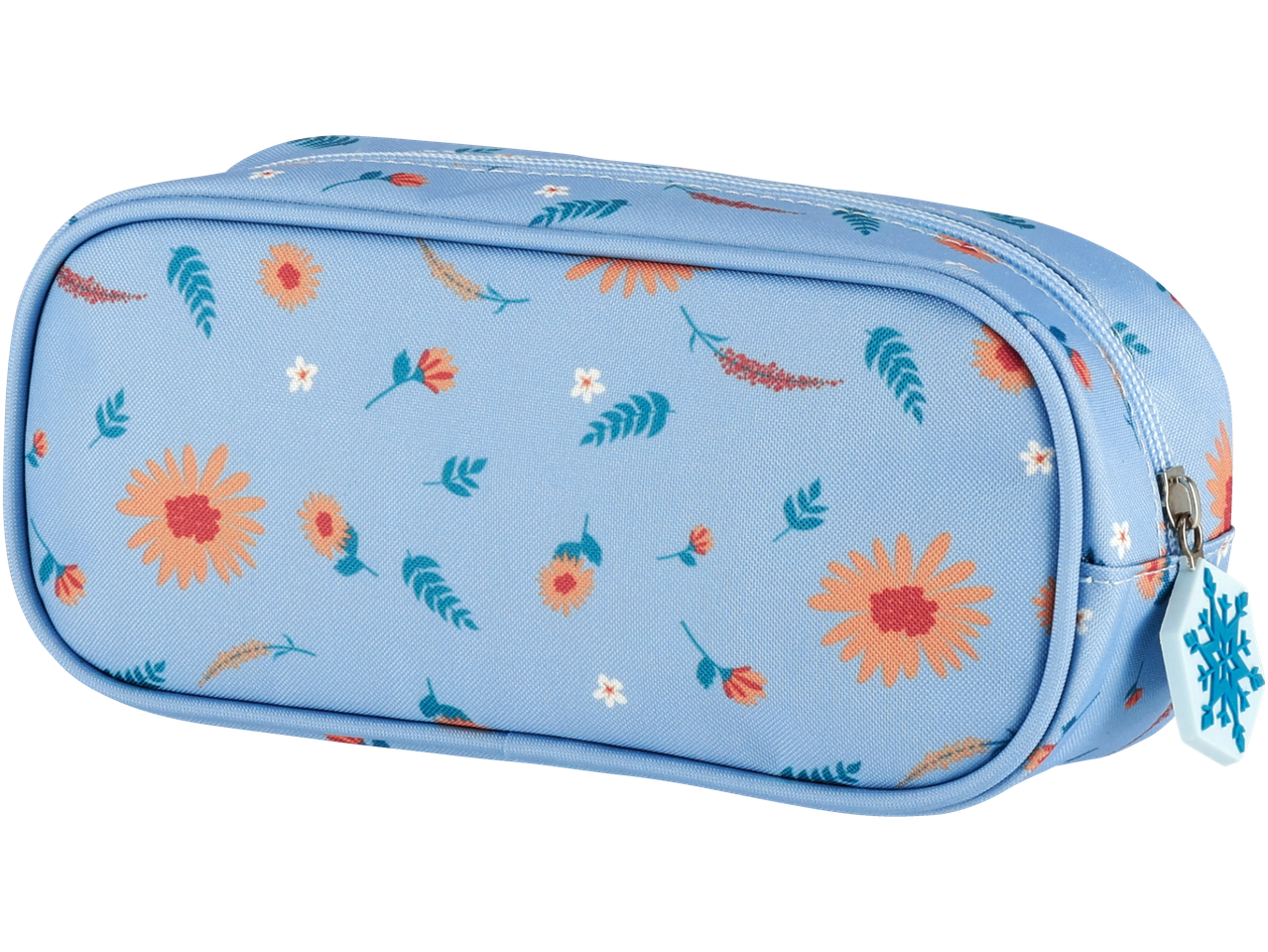 Blue floral pencil case, spring style.