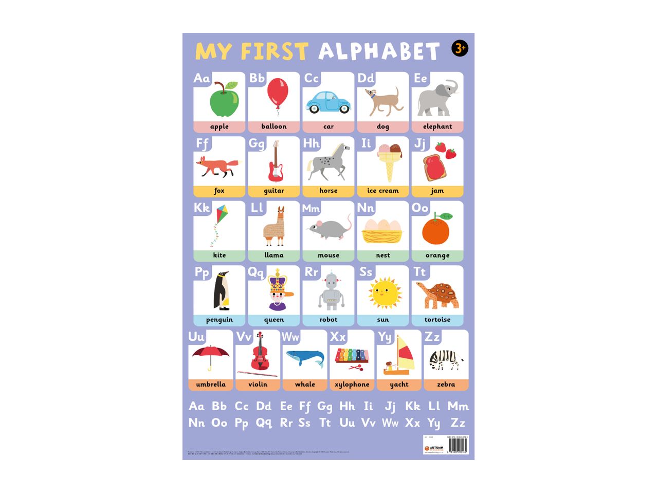 Autumn Publishing's My First Alphabet chart features illustrated letters and words for children.
