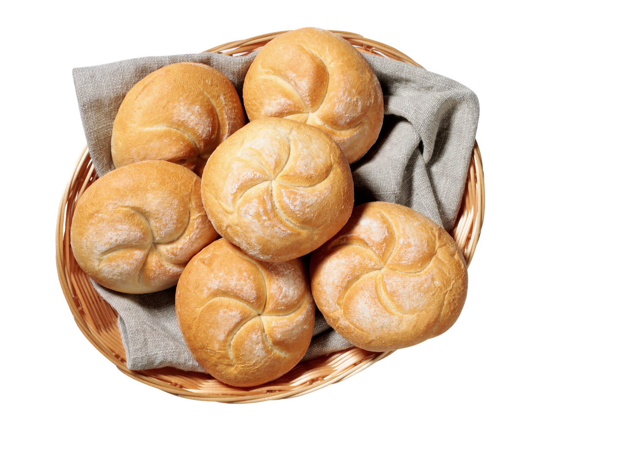 Sveži žemljice v košari.