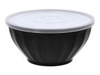 Black mixing bowl with a translucent white lid
