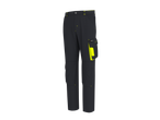 Parkside® Men's Work Trousers in dark grey with neon yellow accents and side pocket.