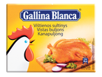 Gallina Blanca vištienos sultinys; parodyta kepta vištiena ir svogūnai.
