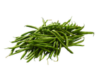 Een hoop verse groene bonen op een zwarte achtergrond.