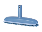 Brosse de nettoyage bleue avec raclette intégrée.