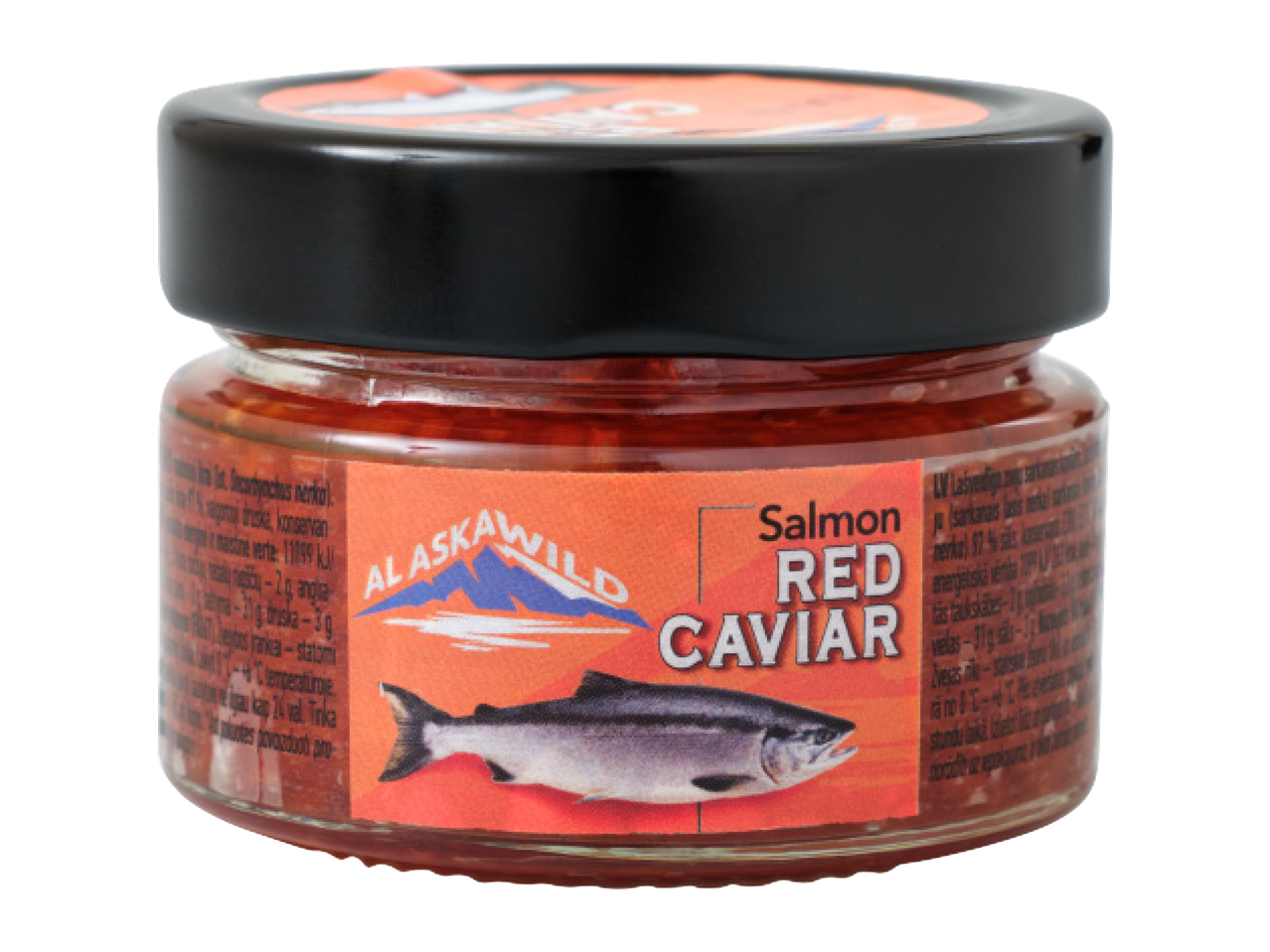 Burciņa ar ALASKAWILD laša sarkanajiem ikriem.