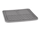 Grey rectangular dish drying mat with two textured sections and a grid pattern.
