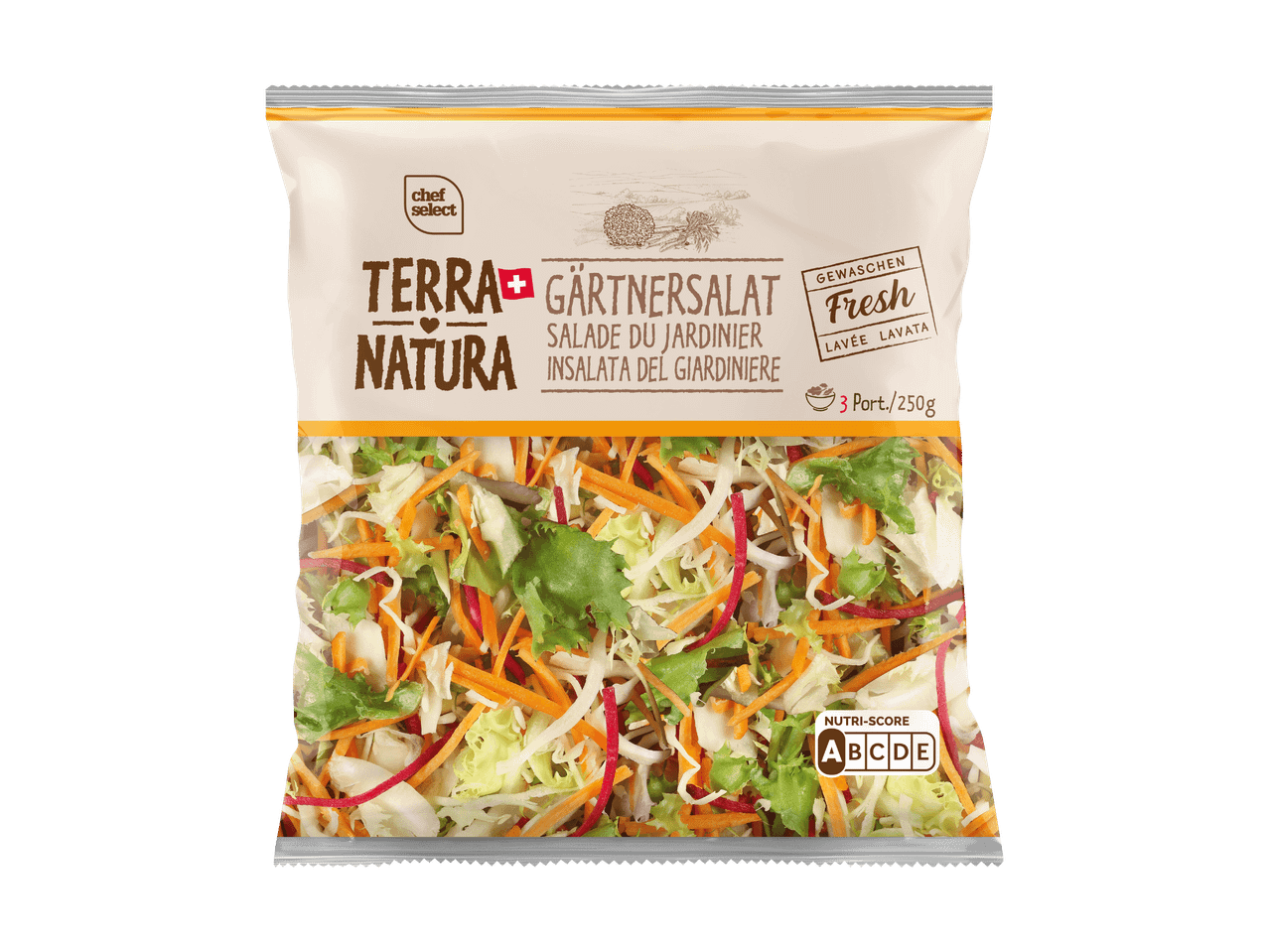 Packung Chef Select Terra Natura Gärtnersalat mit Nutri-Score A.