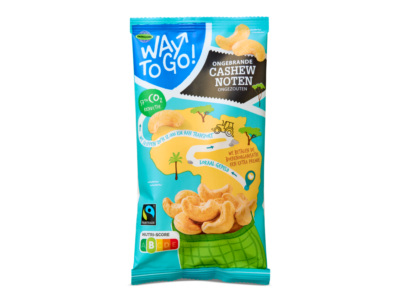 Way To Go! Ongezouten cashewnoten, Fairtrade.