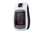 White and black portable electric heater with a digital display showing '25'.