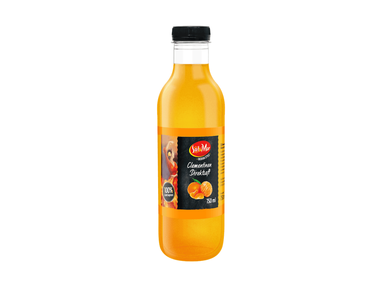 Flasche Clementinen-Direktsaft im iberischen Stil, 100% direkt gepresst, 750 ml