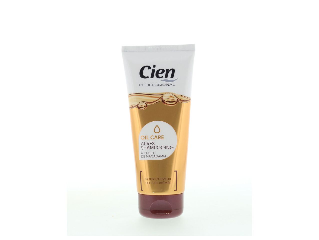 Après-shampooing Cien Professional à l'huile de macadamia, pour cheveux secs et abîmés.