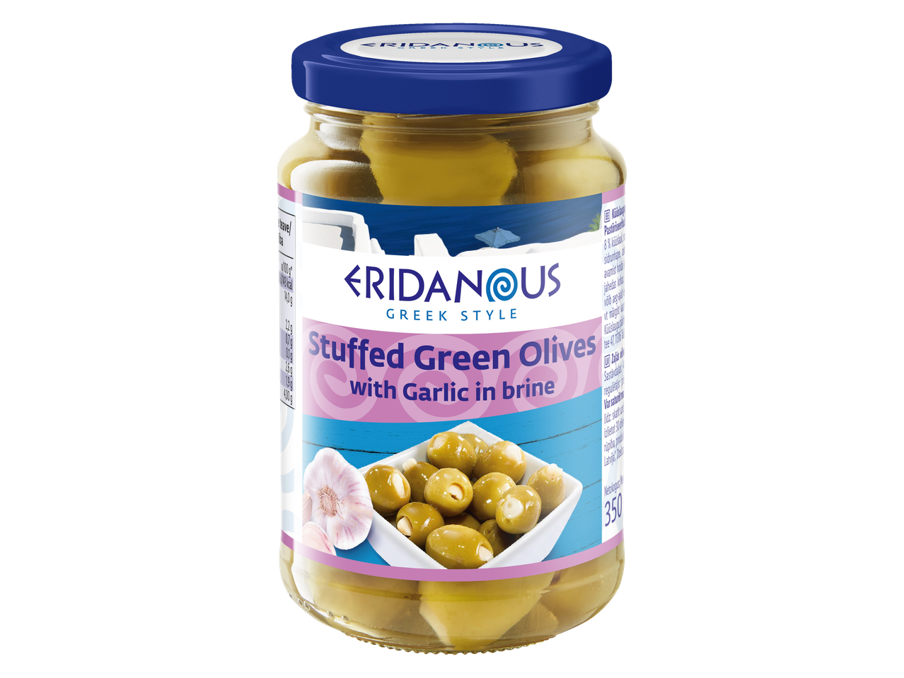 Eridanus Kreeka stiilis küüslauguga täidetud rohelised oliivid.