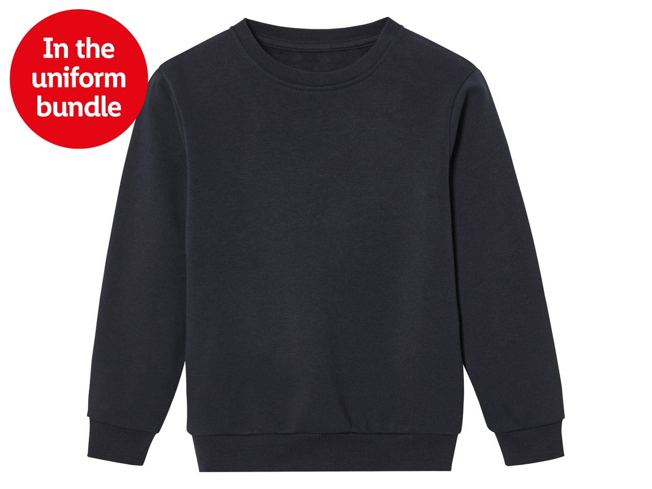 Navy blue Champion crewneck sweatshirt included in uniform bundle.