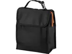 Una borsa termica nera per il trasporto di cibo o bevande.