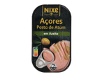 Nixe Açores posta de atum em azeite, com Nutri-score A e selo dolphin-safe.