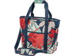 CRIVIT cool bag with a vibrant red and teal tropical leaf pattern, and navy straps.