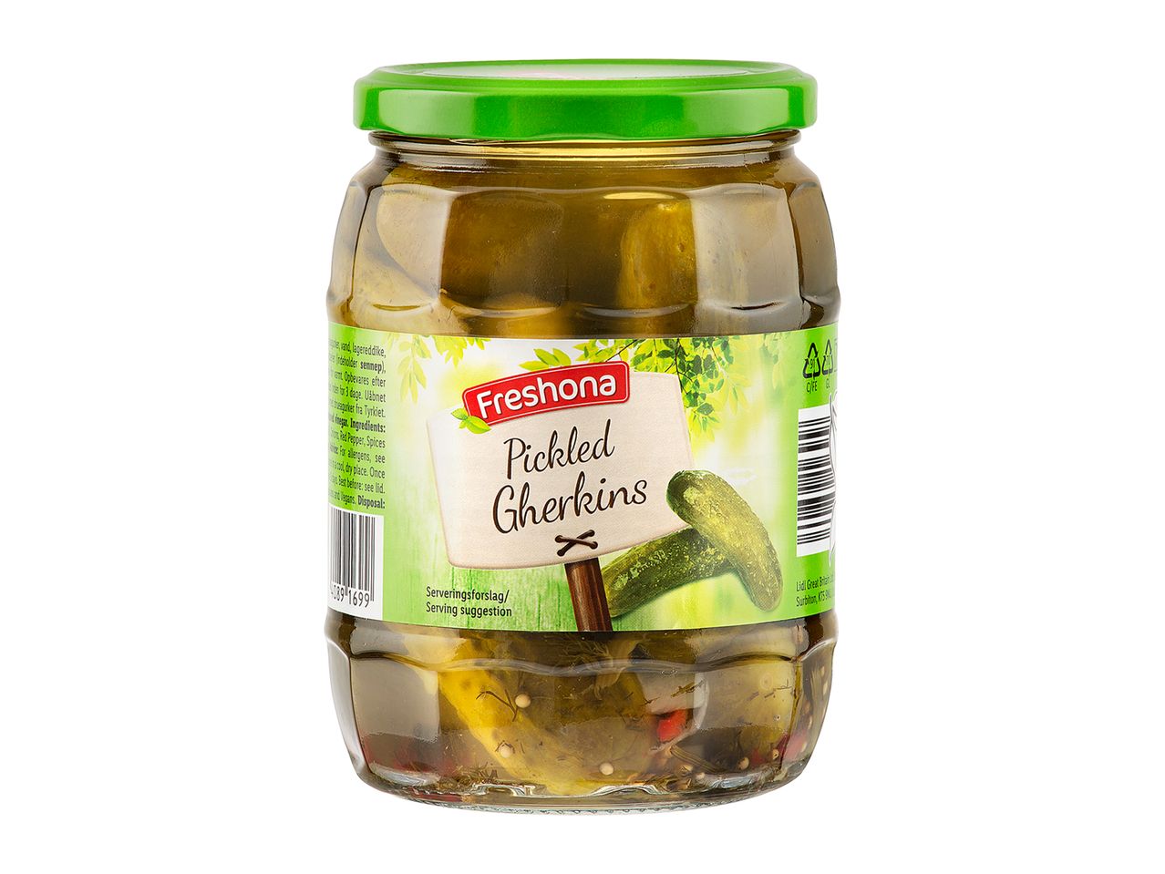 Go to full screen view: Freshona Pickled Gherkins Reduced Salt - Image 1