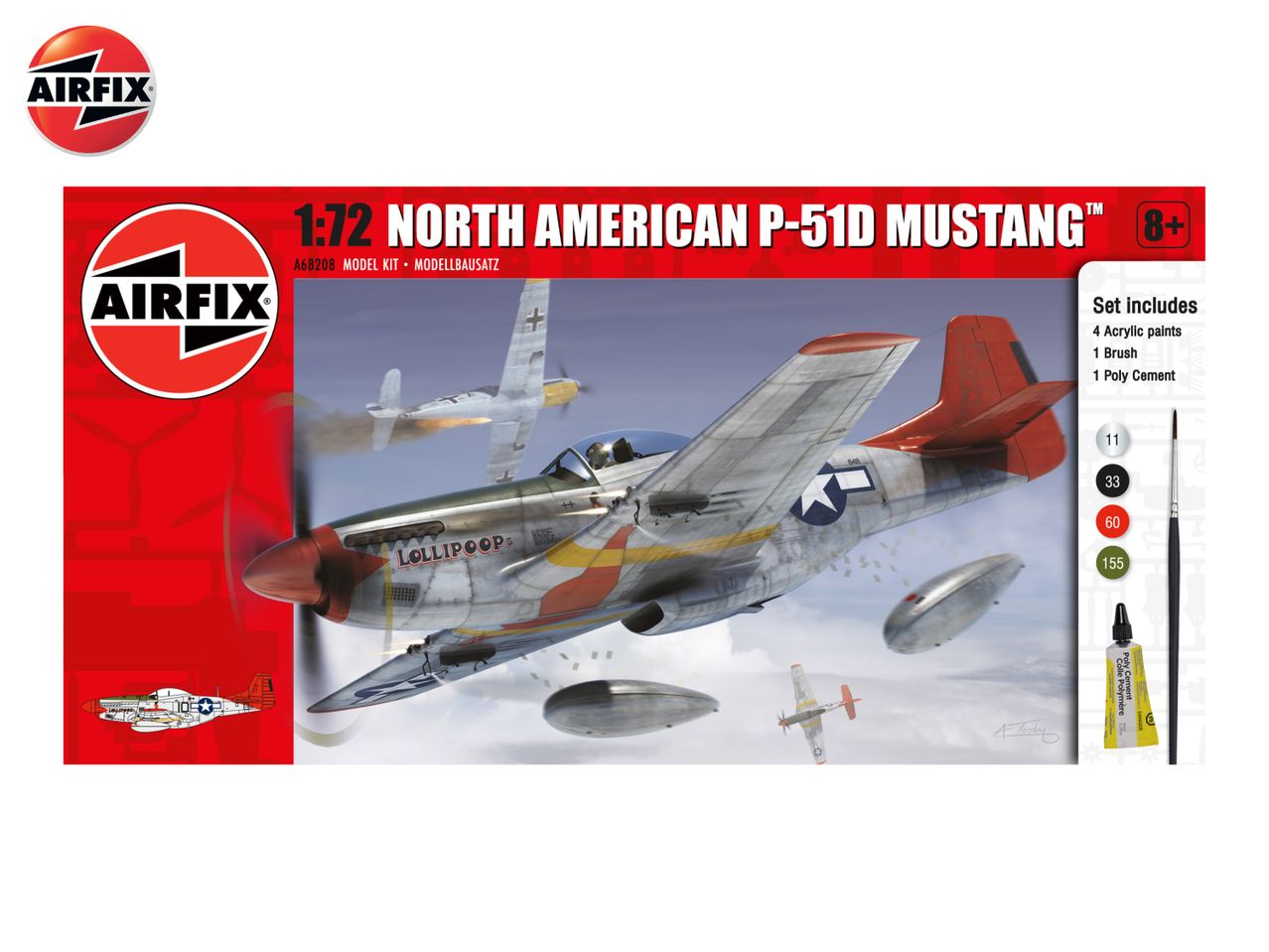 Airfix 1/72 scale North American P-51D Mustang model kit.