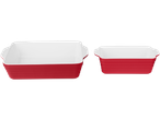 Conjunto de dois refratários cerâmicos vermelhos.