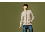 Beige men's fleece jacket.
