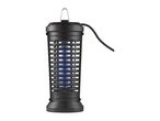Black electric insect killer with a blue light, hanging hook, and power cord.