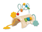 Holz-Motorikschleife mit bunten Perlen, Zahnungshilfen und drehbaren Formen