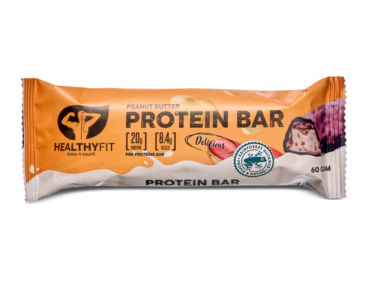 HealthyFit pindakaas proteinereep.