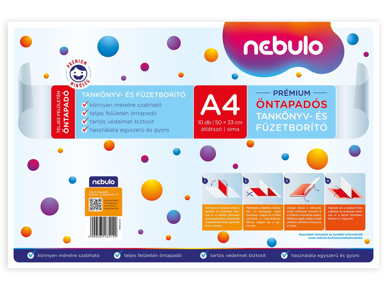 Nebulo A4-es prémium öntapadós tankönyv- és füzetborítók.