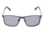 Dark grey rectangular sunglasses with grey lenses and thin metal frames.