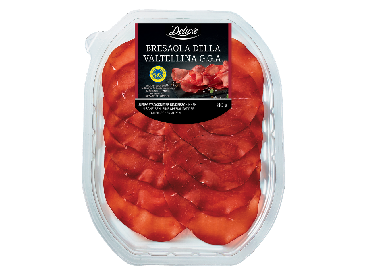 Bresaola della Valtellina G.G.A. in Scheiben: italienische Spezialität.