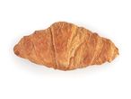 Golden-brown, flaky croissant.