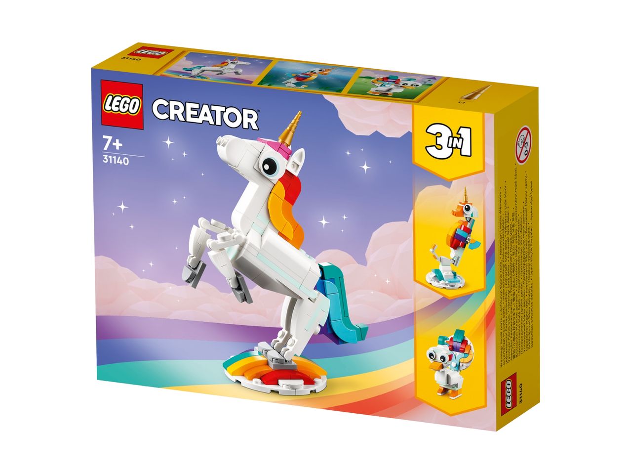 LEGO Creator 3in1 Unicorn toy set box.