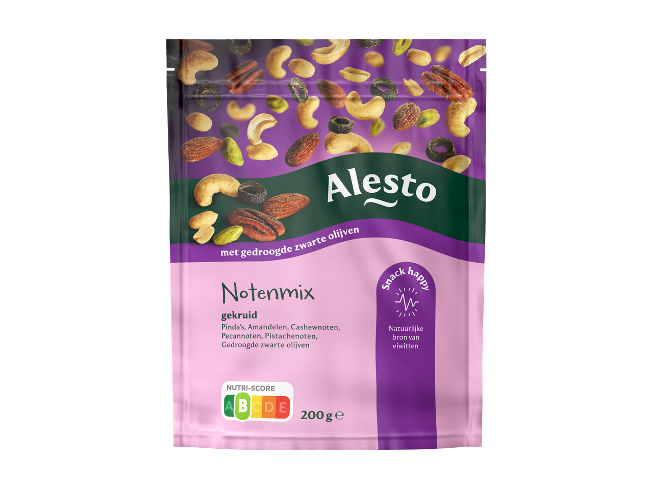 ALESTO Notenmix met gedroogde zwarte olijven, gekruid, 200g