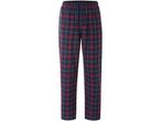 Men's blue and red plaid pajama pants with a drawstring waist