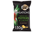 Zwarte zak chips met de smaak Mexicaanse pepers & room, 150g.