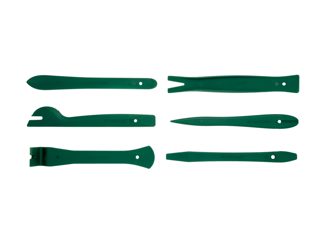 Zaļu Parkside® automašīnu demontāžas instrumentu komplekts.