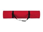 Red rolled-up exercise mat with a black carrying strap and the Crivit logo.