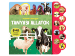 Tanyasi állatok hangoskönyv tíz gombbal és színes illusztrációkkal.