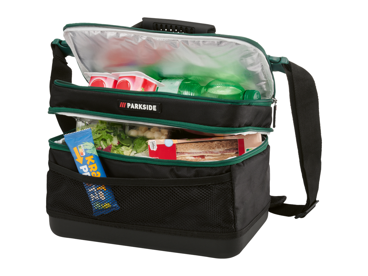 Bolsa térmica Parkside de dois andares com comida.