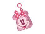 A pink Minnie Mouse-themed lunch bag with a carrying loop.