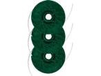 Three dark green trimmer line spools.