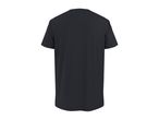 Back view of a plain black short-sleeved t-shirt.