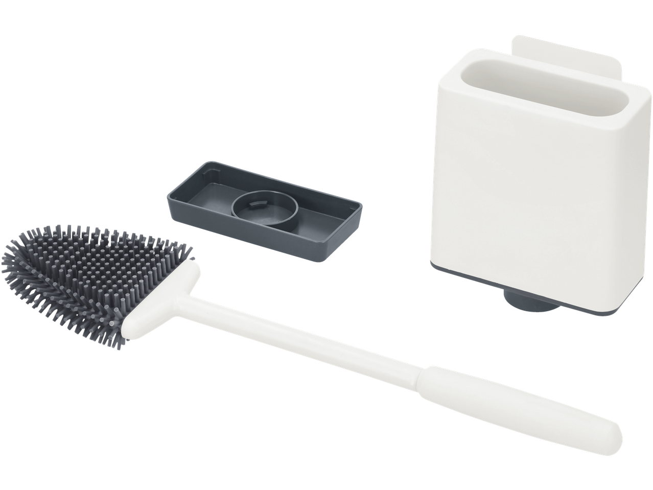 Perie de toaletă LIVARNO cu suport și tavă de scurgere.