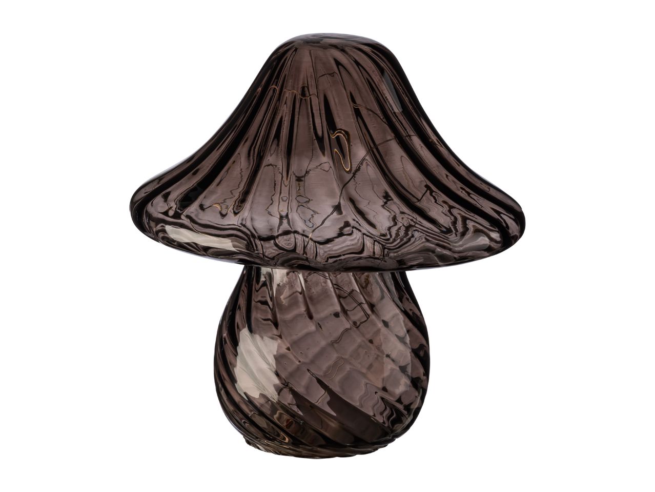 Smoked glass mushroom-shaped decorative lamp with a wavy texture