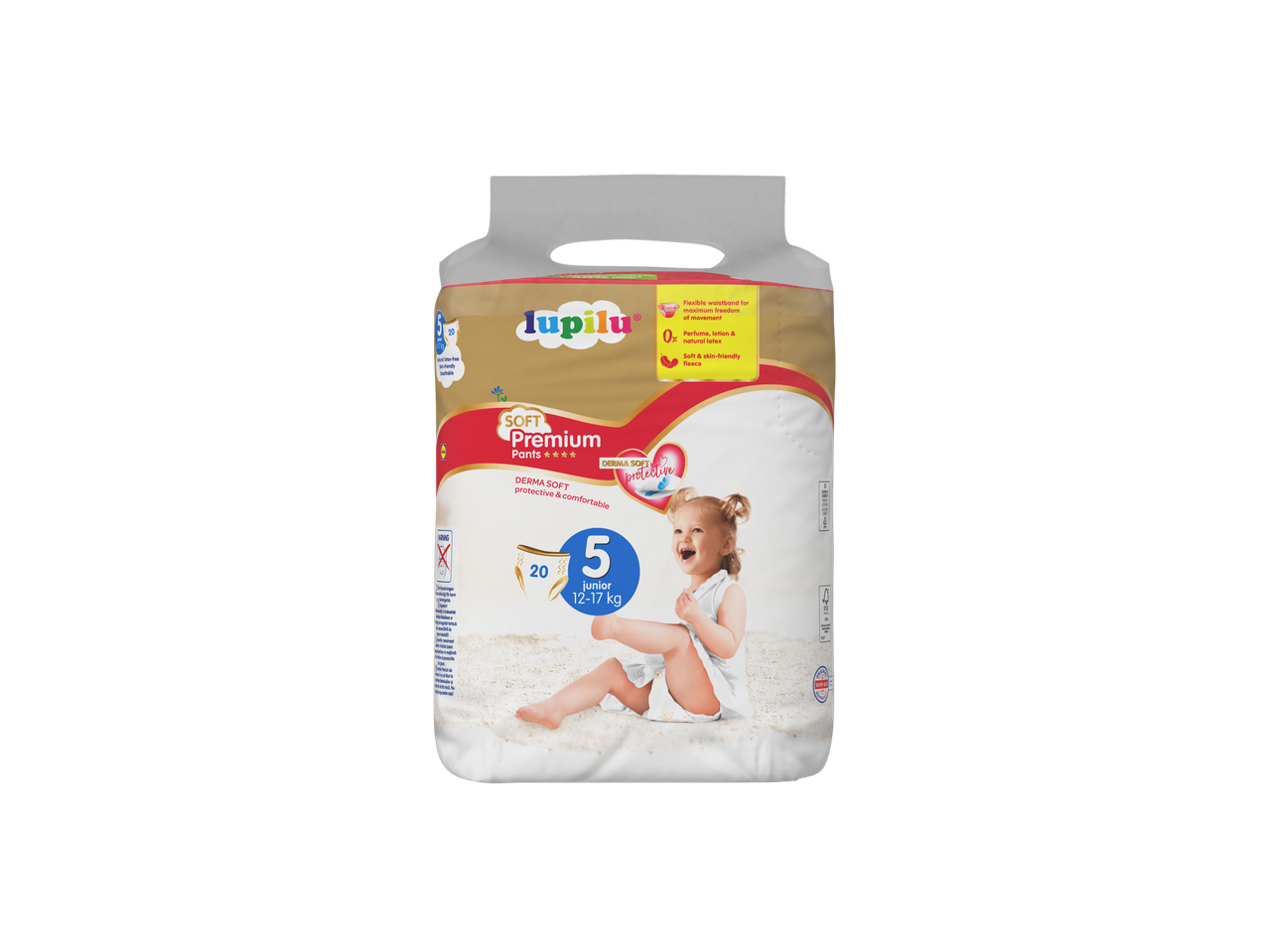 Scutece Lupilu Soft Premium, mărime 5 (12-17 kg), 20 bucăți.