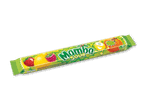 Grøn pakke med sure frugtkarameller med jordbær, citron, hindbær og appelsin.