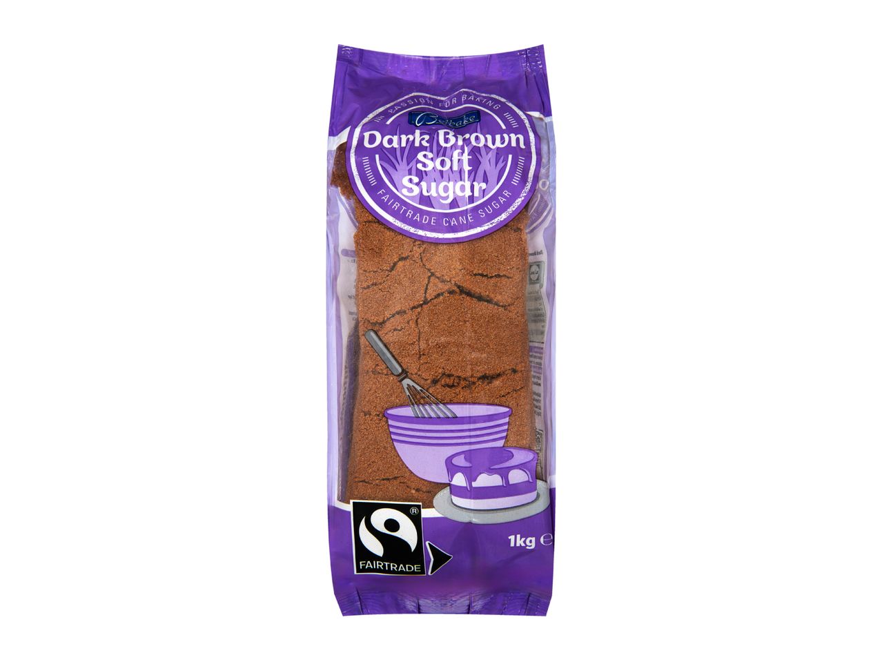 A 1kg bag of Fairtrade dark brown soft sugar
