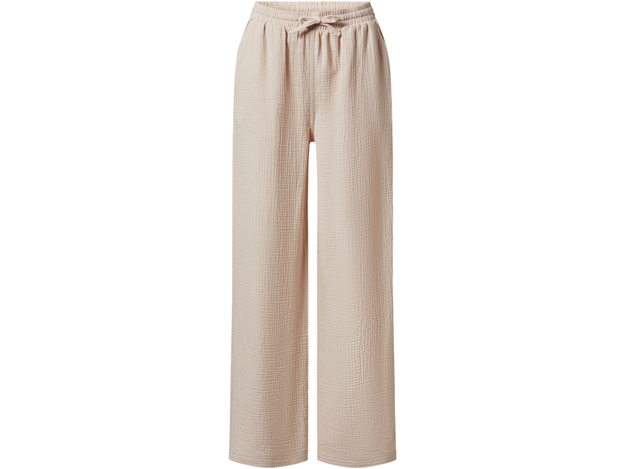 Bežaste široke hlače iz bombaža.