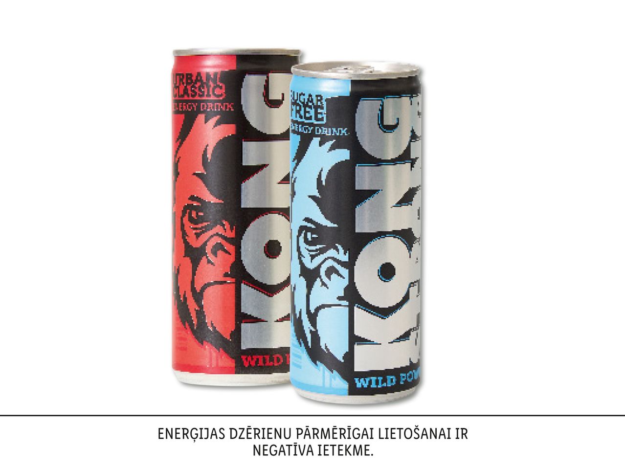 Divi Kong enerģijas dzērieni: klasiskais un bez cukura.