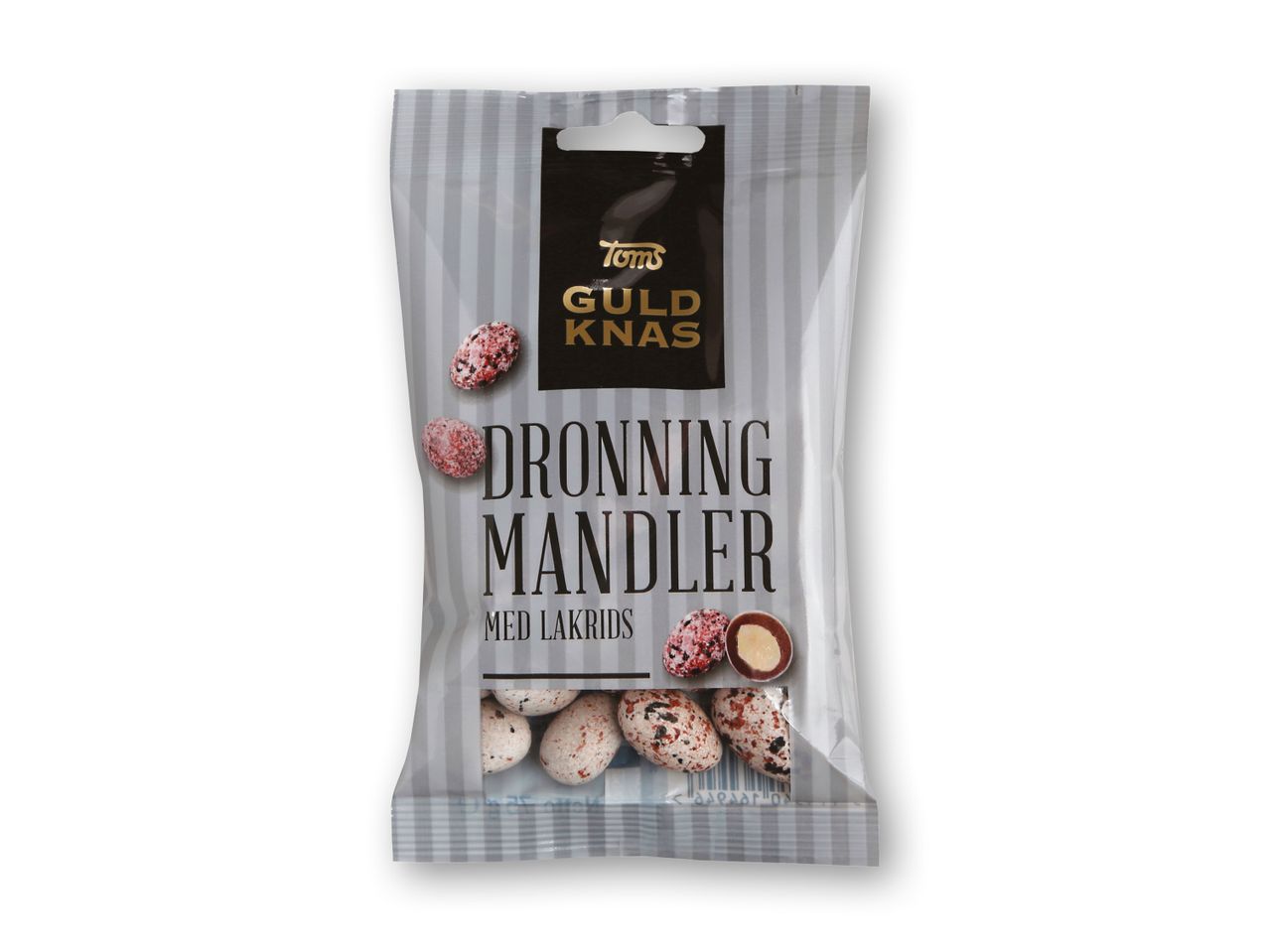 En pose Toms Guld Knas Dronning Mandler med lakrids.